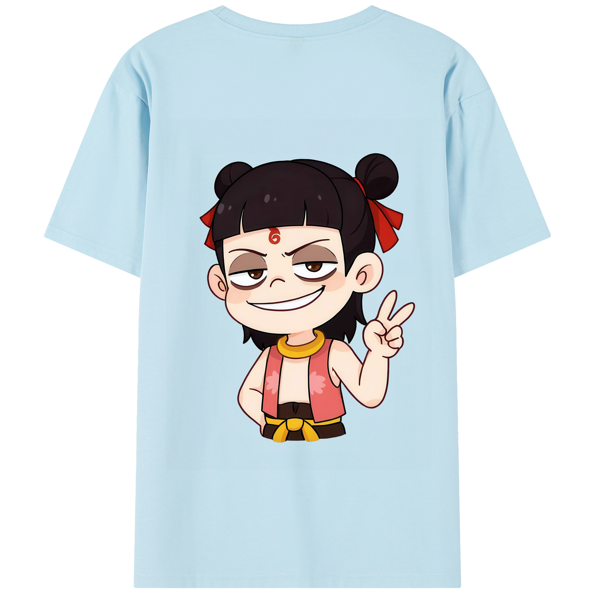 （画像用） Ne Zha 2 ナタ 魔童の大暴れ 綿100％半袖Tシャツ（背面プリント）